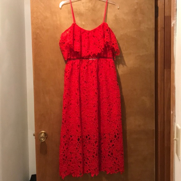 Umgee Dresses & Skirts - Umgee Red Crochet Spaghetti Strap Dress